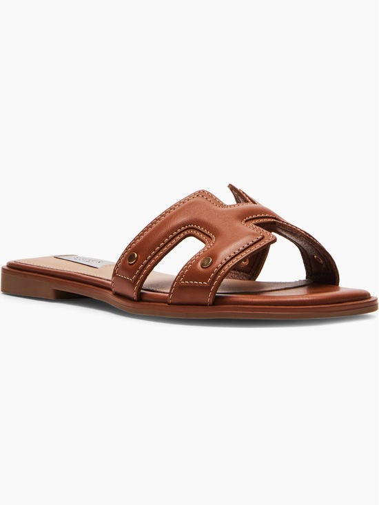 Steven New York Shoes - Steven New York Women's Tan Slide Sandals with Cutout Strap Detail sz8